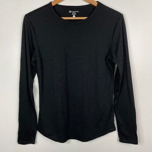 Cloudveil  Long Sleeve  Black Crewneck Base Layer T Shirt Top  Wool Blend Size M